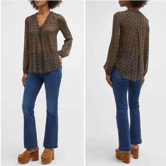 NEW! Veronica beard Lowell Token-Print Blouse ✨size 4 NWT! - Picture 9 of 9